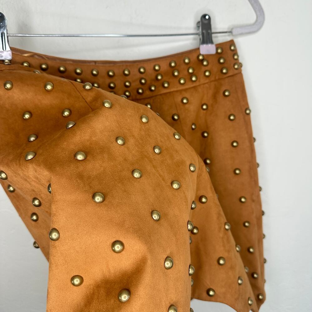 NWT Anthropologie Mare Mare Faux Suede Rivet Trim Studded Mini Skirt Small - Picture 9 of 13